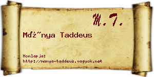 Mánya Taddeus névjegykártya